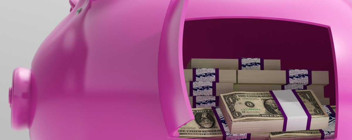 Notes In Piggy Showing Savings And Investment